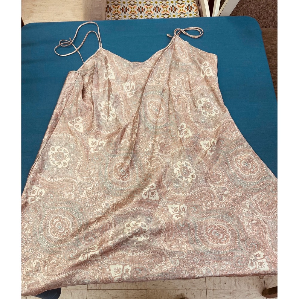 Vintage Solange Womens Plus Size 22/24 Paisley Satin Chemise Nightgown